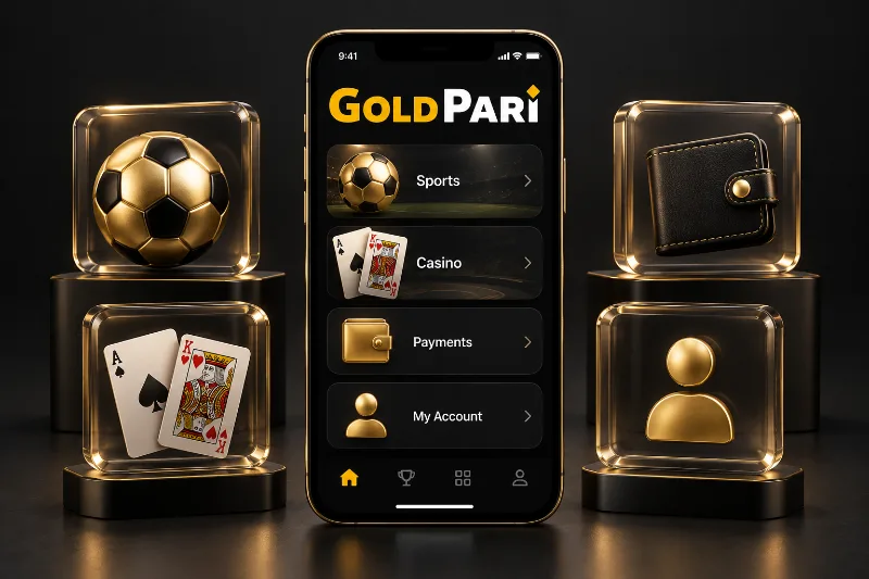 Gold Pari sports, casino, balance and profile icons