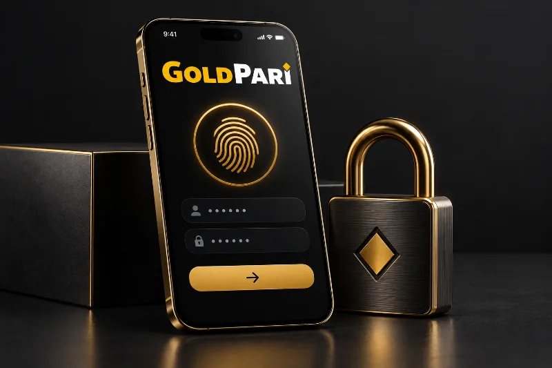 Fingerprint and lock symbols for Gold Pari account access